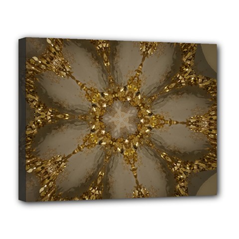 Golden Flower Star Floral Kaleidoscopic Design Canvas 14  X 11  by yoursparklingshop