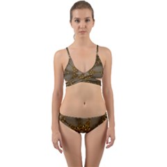 Golden Flower Star Floral Kaleidoscopic Design Wrap Around Bikini Set by yoursparklingshop