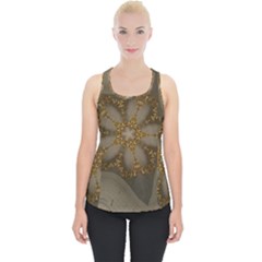 Golden Flower Star Floral Kaleidoscopic Design Piece Up Tank Top by yoursparklingshop