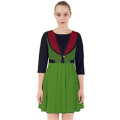 Olive Maroon Fake Vest Top Smock Dress