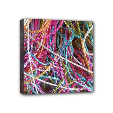 Funny Colorful Yarn Pattern Mini Canvas 4  X 4  by yoursparklingshop