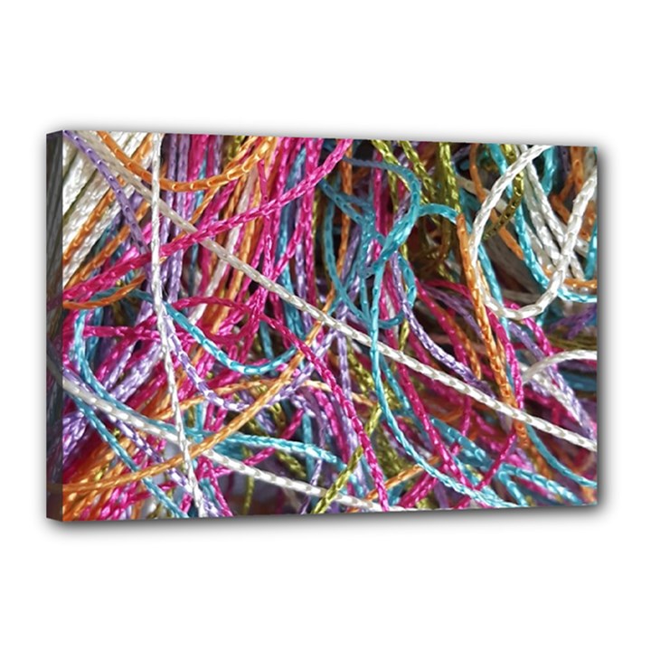 Funny Colorful Yarn Pattern Canvas 18  x 12 