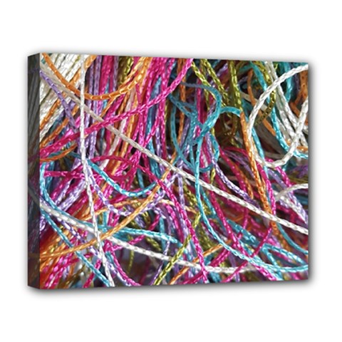 Funny Colorful Yarn Pattern Deluxe Canvas 20  X 16   by yoursparklingshop