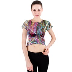 Funny Colorful Yarn Pattern Crew Neck Crop Top by yoursparklingshop