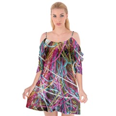 Funny Colorful Yarn Pattern Cutout Spaghetti Strap Chiffon Dress by yoursparklingshop