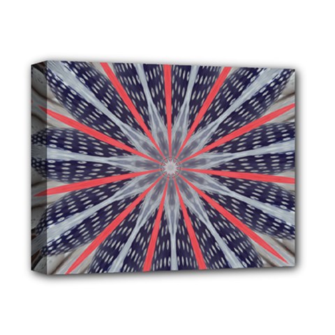 Red White Blue Kaleidoscopic Star Flower Design Deluxe Canvas 14  X 11  by yoursparklingshop