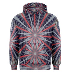 Red White Blue Kaleidoscopic Star Flower Design Men s Pullover Hoodie by yoursparklingshop