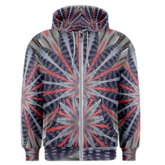 Red White Blue Kaleidoscopic Star Flower Design Men s Zipper Hoodie by yoursparklingshop