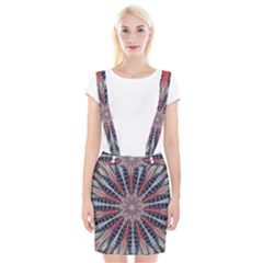 Red White Blue Kaleidoscopic Star Flower Design Braces Suspender Skirt by yoursparklingshop