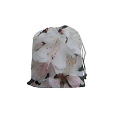 Floral Design White Flowers Photography Drawstring Pouches (medium)  by yoursparklingshop