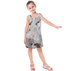 Floral Design White Flowers Photography Kids  Sleeveless Dress by yoursparklingshop