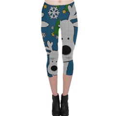 Cute Reindeer  Capri Leggings  by Valentinaart