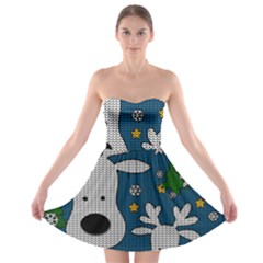 Cute Reindeer  Strapless Bra Top Dress by Valentinaart