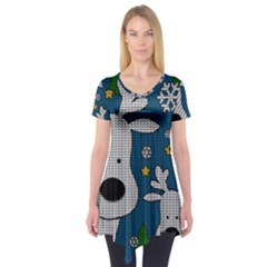 Cute Reindeer  Short Sleeve Tunic  by Valentinaart