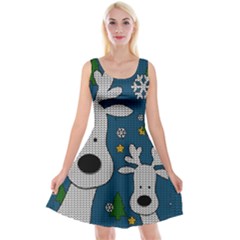 Cute Reindeer  Reversible Velvet Sleeveless Dress by Valentinaart