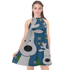 Cute Reindeer  Halter Neckline Chiffon Dress  by Valentinaart