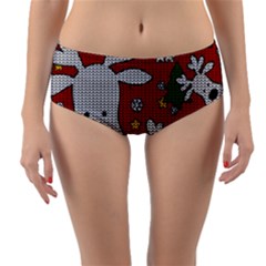 Cute Reindeer  Reversible Mid-waist Bikini Bottoms by Valentinaart