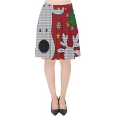 Cute Reindeer  Velvet High Waist Skirt by Valentinaart