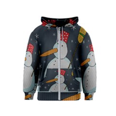 Snowman Kids  Zipper Hoodie by Valentinaart