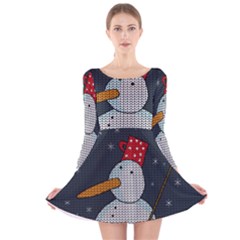 Snowman Long Sleeve Velvet Skater Dress by Valentinaart