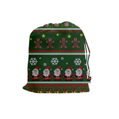 Ugly Christmas Sweater Drawstring Pouches (large)  by Valentinaart