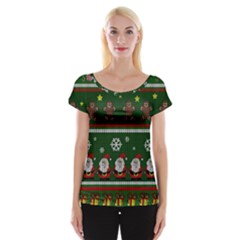 Ugly Christmas Sweater Cap Sleeve Tops by Valentinaart