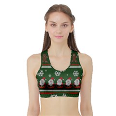 Ugly Christmas Sweater Sports Bra With Border by Valentinaart