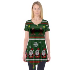 Ugly Christmas Sweater Short Sleeve Tunic  by Valentinaart