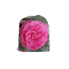 Pink Flower Japanese Tea Rose Floral Design Drawstring Pouches (medium)  by yoursparklingshop