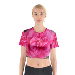 Pink Flower Japanese Tea Rose Floral Design Cotton Crop Top by yoursparklingshop