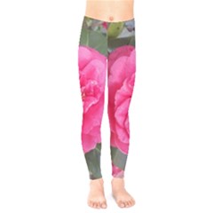 Pink Flower Japanese Tea Rose Floral Design Kids  Legging by yoursparklingshop