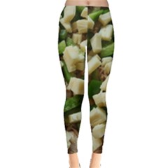 Cheese And Peppers Green Yellow Funny Design Leggings  by yoursparklingshop