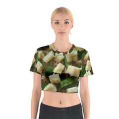 Cheese And Peppers Green Yellow Funny Design Cotton Crop Top by yoursparklingshop