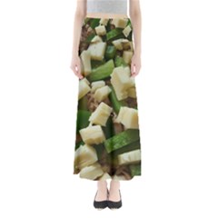 Cheese And Peppers Green Yellow Funny Design Full Length Maxi Skirt by yoursparklingshop