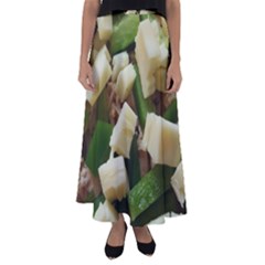 Cheese And Peppers Green Yellow Funny Design Flared Maxi Skirt by yoursparklingshop