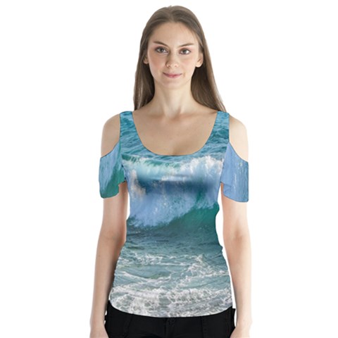 Awesome Wave Ocean Photography Butterfly Sleeve Cutout Tee  by yoursparklingshop