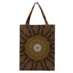 Elegant Festive Golden Brown Kaleidoscope Flower Design Classic Tote Bag by yoursparklingshop