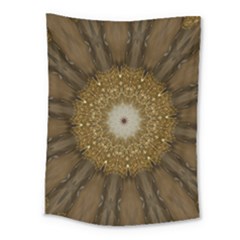 Elegant Festive Golden Brown Kaleidoscope Flower Design Medium Tapestry by yoursparklingshop