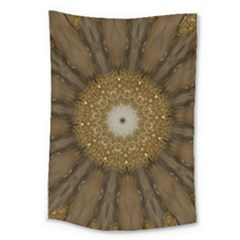 Elegant Festive Golden Brown Kaleidoscope Flower Design Large Tapestry by yoursparklingshop