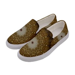 Elegant Festive Golden Brown Kaleidoscope Flower Design Women s Canvas Slip Ons