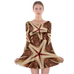 Spaghetti Italian Pasta Kaleidoscope Funny Food Star Design Long Sleeve Skater Dress