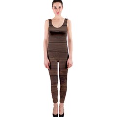 Rustic Dark Brown Wood Wooden Fence Background Elegant Onepiece Catsuit by yoursparklingshop