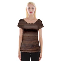 Rustic Dark Brown Wood Wooden Fence Background Elegant Cap Sleeve Tops by yoursparklingshop