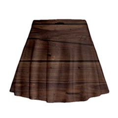 Rustic Dark Brown Wood Wooden Fence Background Elegant Mini Flare Skirt by yoursparklingshop