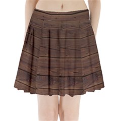 Rustic Dark Brown Wood Wooden Fence Background Elegant Pleated Mini Skirt by yoursparklingshop