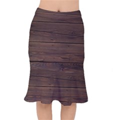 Rustic Dark Brown Wood Wooden Fence Background Elegant Mermaid Skirt by yoursparklingshop