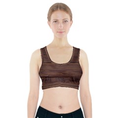 Rustic Dark Brown Wood Wooden Fence Background Elegant Sports Bra With Pocket by yoursparklingshop