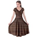 Rustic Dark Brown Wood Wooden Fence Background Elegant Cap Sleeve Wrap Front Dress View1