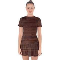 Rustic Dark Brown Wood Wooden Fence Background Elegant Drop Hem Mini Chiffon Dress by yoursparklingshop