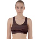 Rustic Dark Brown Wood Wooden Fence Background Elegant Back Weave Sports Bra View1